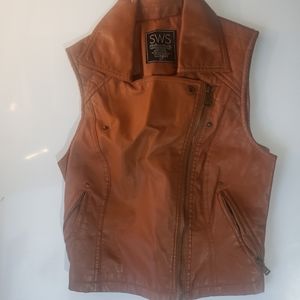 Brown leather vest